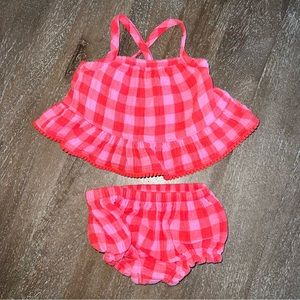 Cat & Jack Pink and Red Gingham Ruffle Set